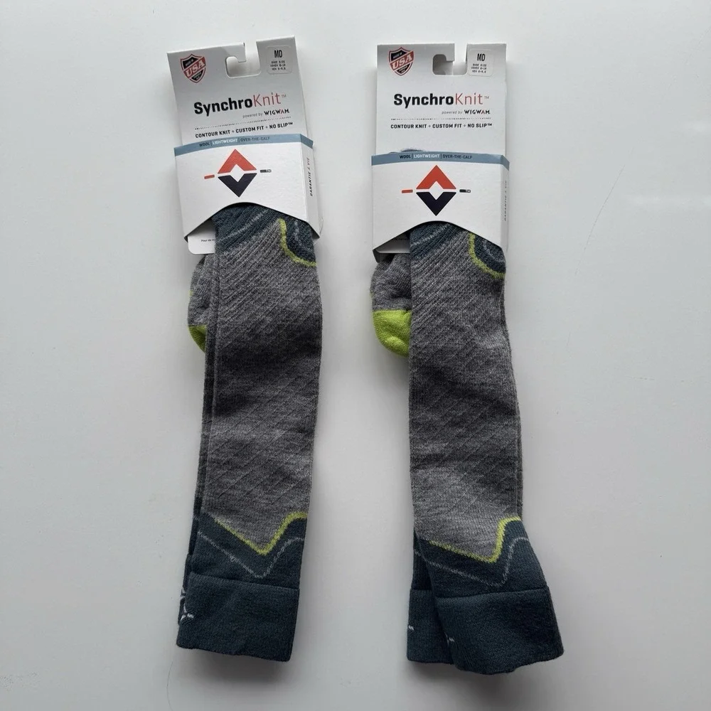 Lot 2 WIGWAM Snow Junkie SynchroKnit Wool Over Calf Sock Medium M 5-9.5 W‎ 6-10